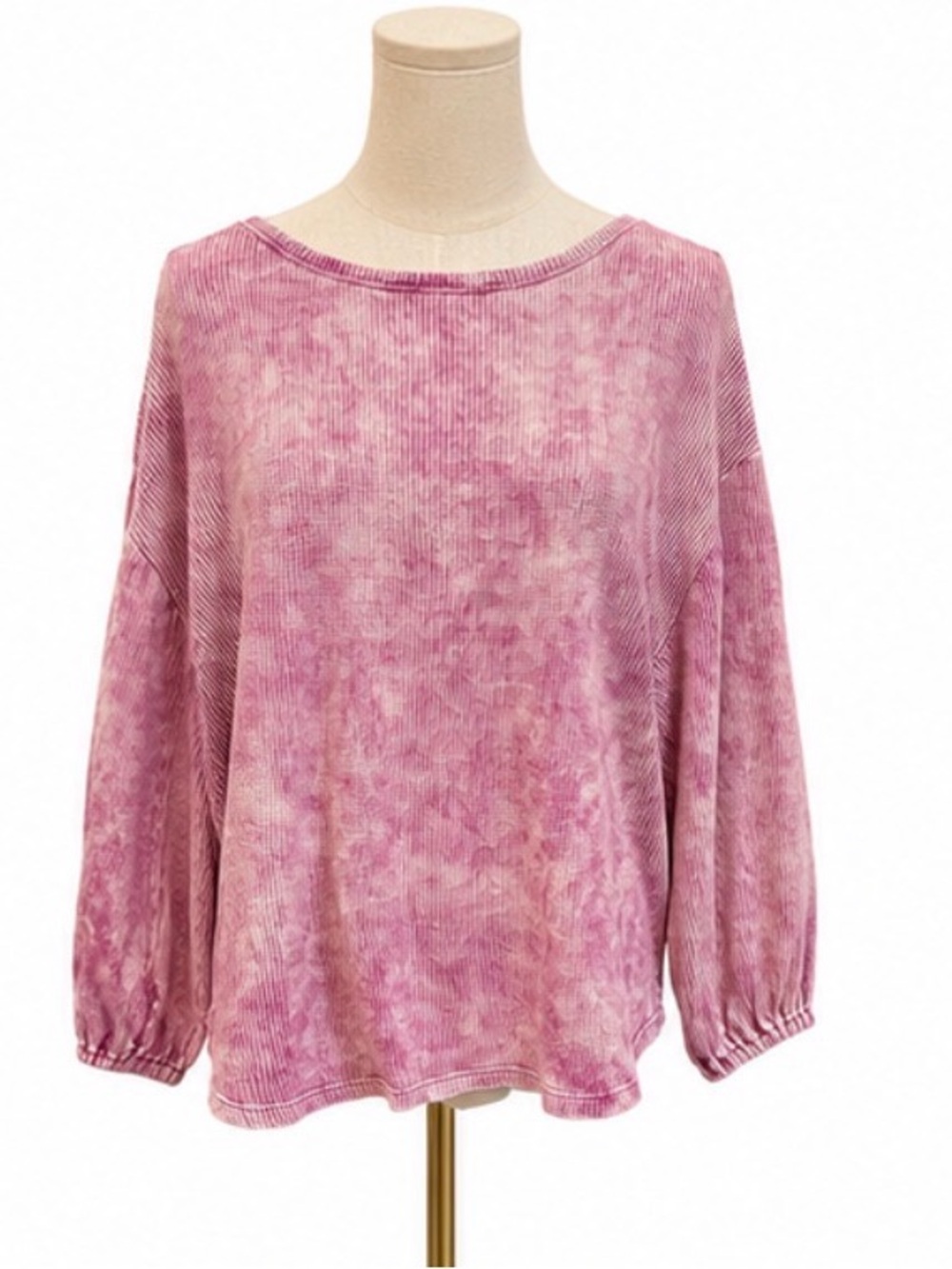 Pilcro Anthropologie Raspberry Tie-Dye Waffle Knit Top Size Small